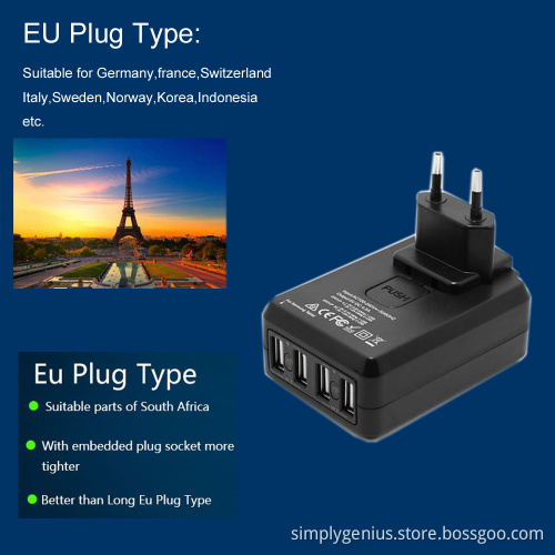 CE approved 4 ports universal wall socket uk usb port charger